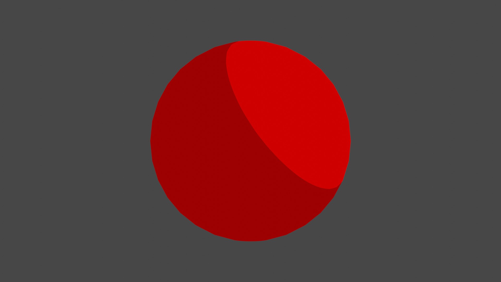A two-dimensional circle with two tones of red color.