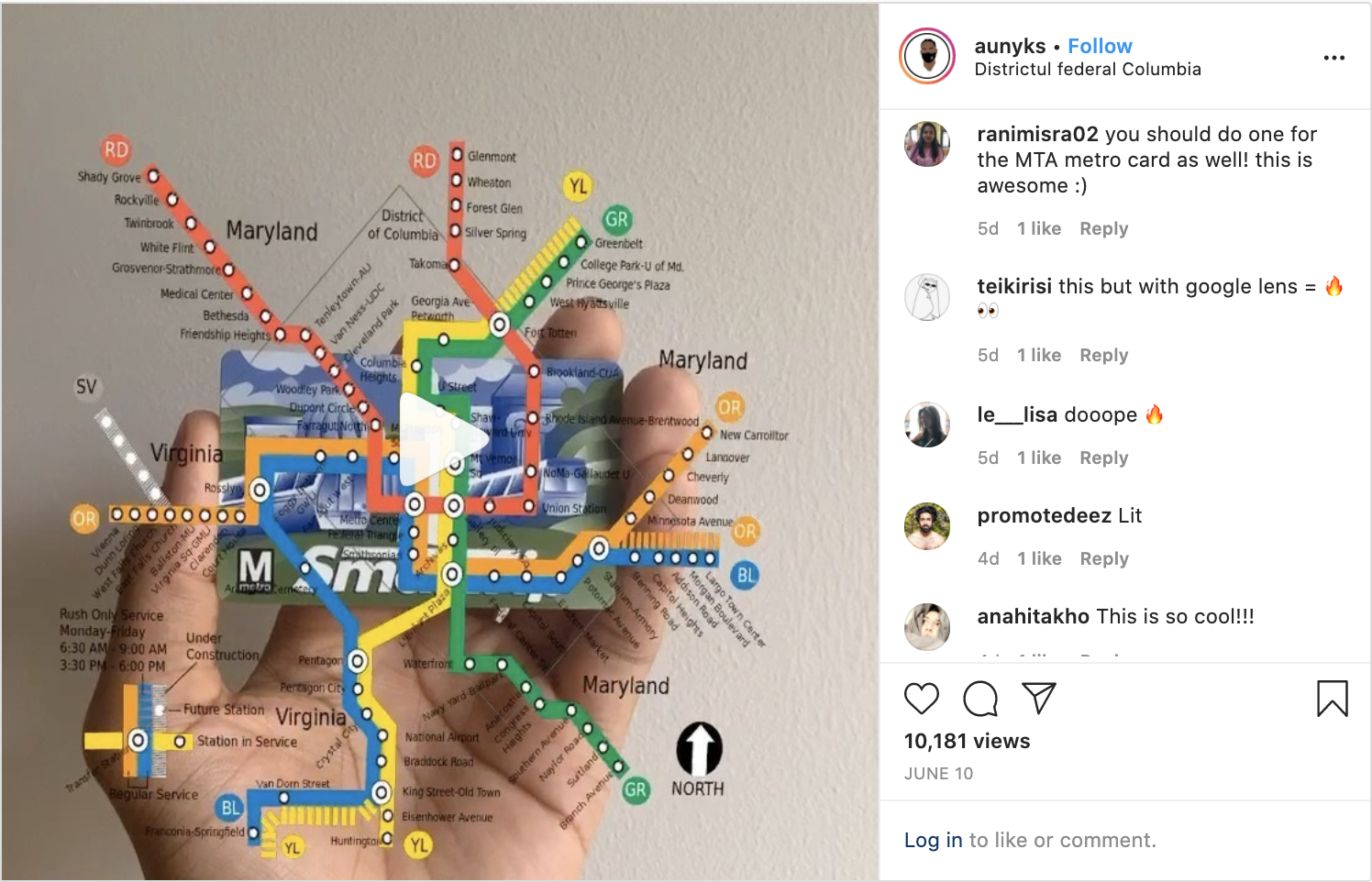 A screenshot of the Instagram post that featured the unreleased Instagram version of the Smartmap Card filter.